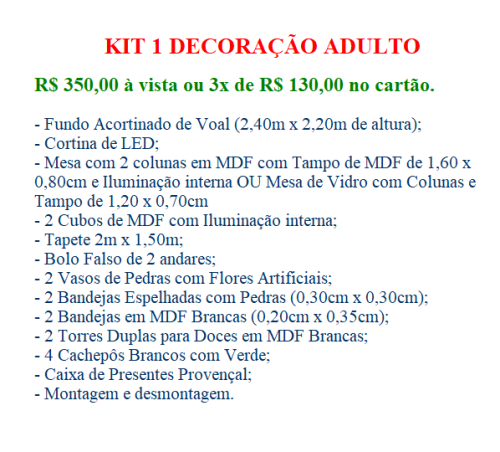 Kit 1 Adulto Kit 1 Adulto